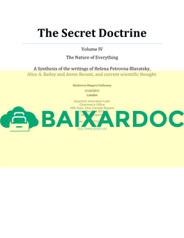 The Secret Doctrine Volume IV, the Nature of Everything
