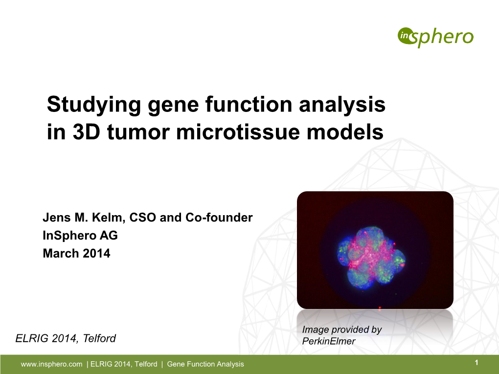 Studying Gene Function Analysis in 3D Tumor Microtissue Models