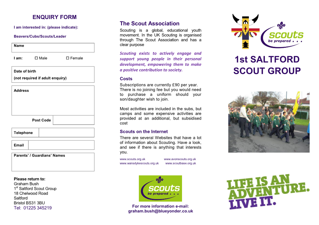 1St Saltford Scout Group 18 Chelwood Road Saltford