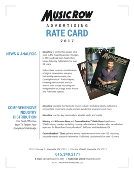 Rate Card 2017