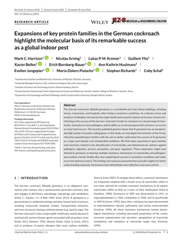 Expansions of Key Protein Families in the German Cockroach Highlight the Molecular Basis of Its Remarkable Success As a Global Indoor Pest