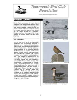 Teesmouth Bird Club Newsletter