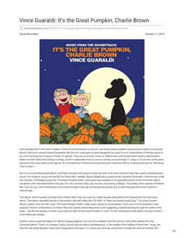 Vince Guaraldi: It's the Great Pumpkin, Charlie Brown