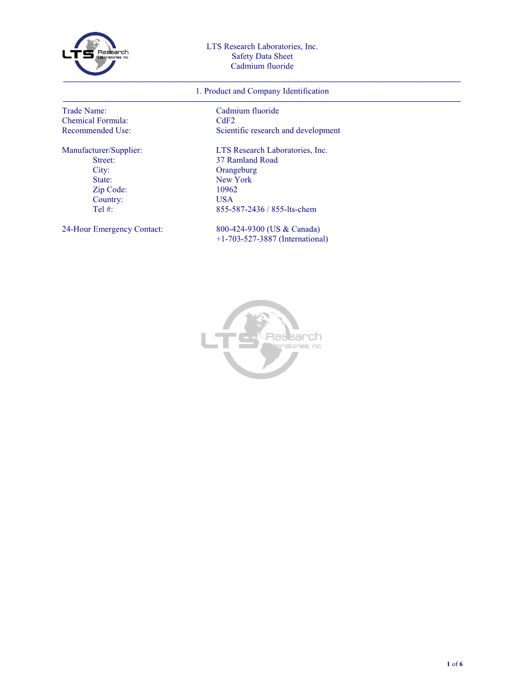 Material Safety Data Sheet