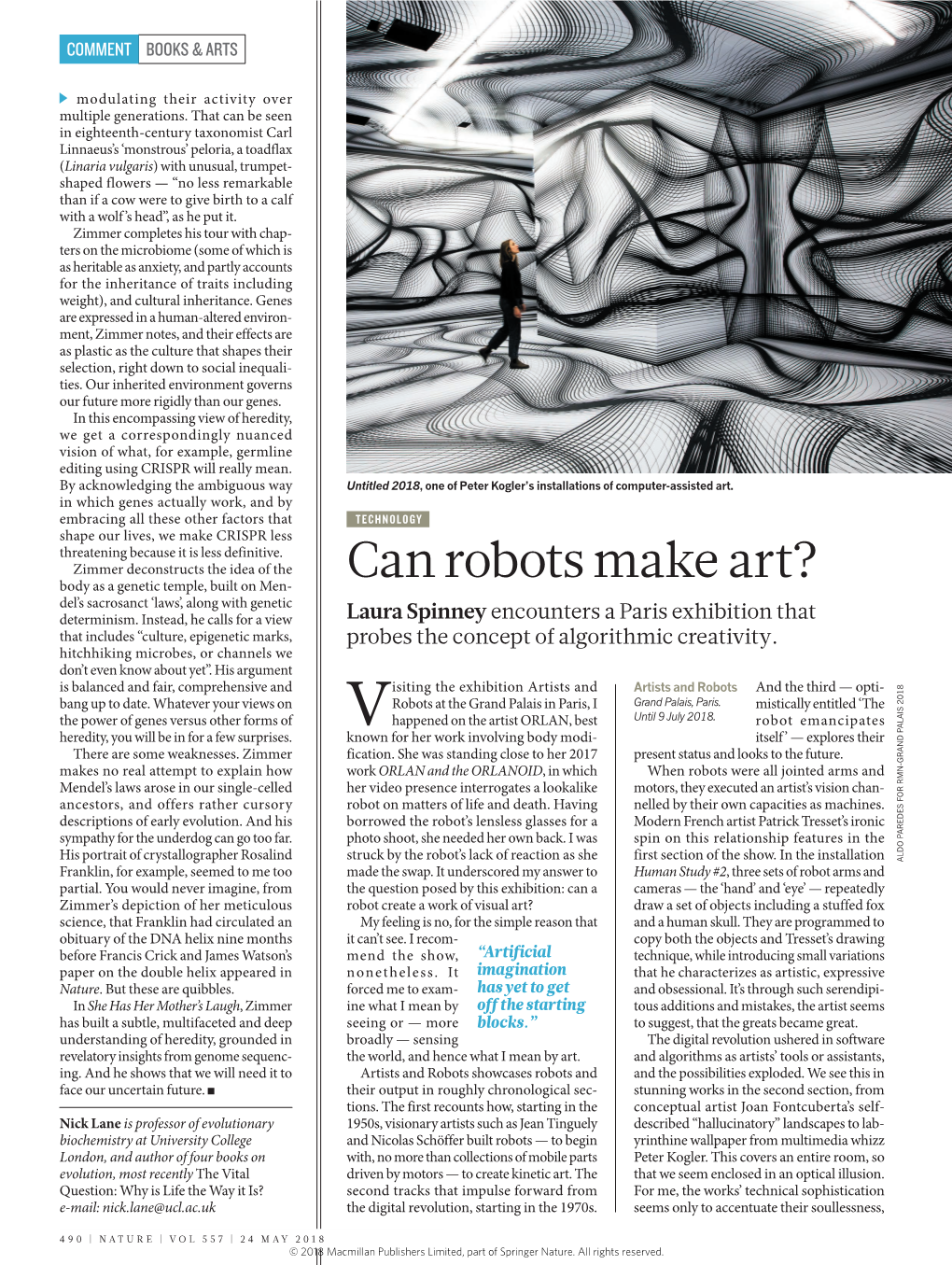Can Robots Make Art? Del’S Sacrosanct ‘Laws’, Along with Genetic Determinism