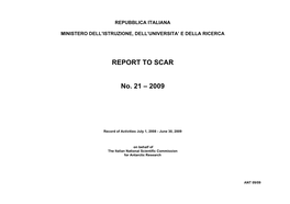 REPORT to SCAR No. 21