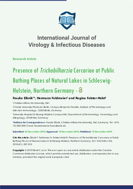 Presence of Trichobilharzia Cercariae at Public Bathing Places of Natural