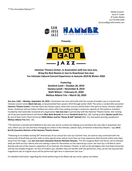Presents Hammer Theatre Center, in Association with San Jose Jazz
