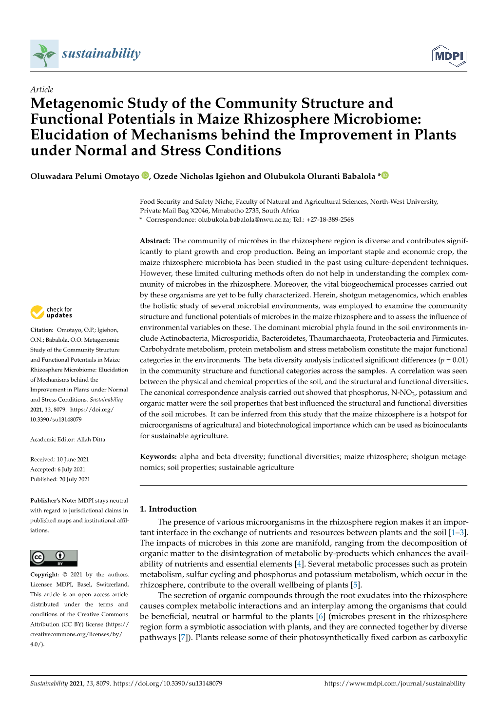 Metagenomic Study of the Community Structure and Functional