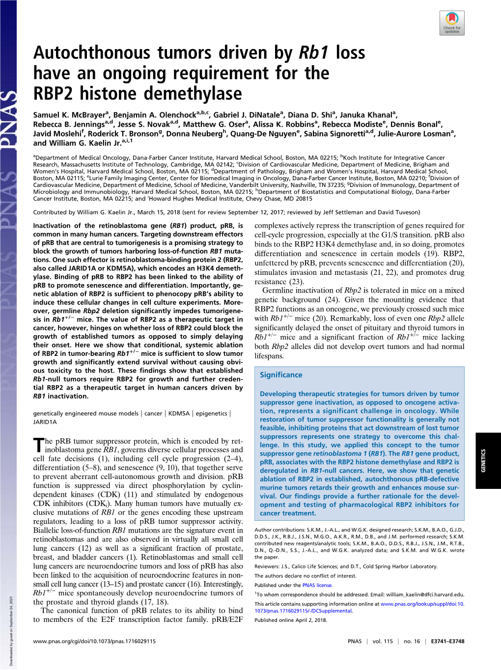 Autochthonous Tumors Driven by Rb1 Loss Have an Ongoing Requirement