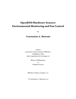Openbsd Hardware Sensors: Environmental Monitoring and Fan Control
