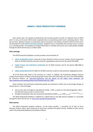 Annex 1: Oecd Productivity Database