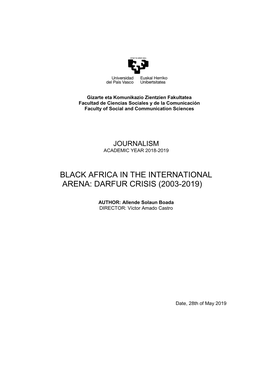 Black Africa in the International Arena: Darfur Crisis (2003-2019)
