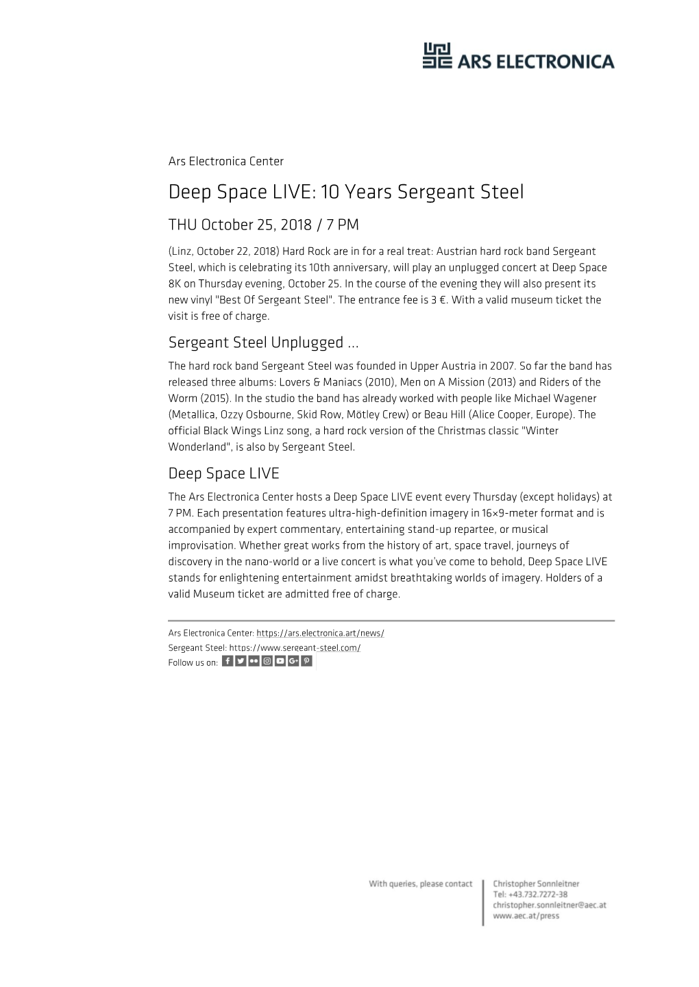 Deep Space LIVE: 10 Years Sergeant Steel