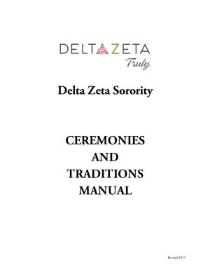 Delta Zeta Sorority CEREMONIES and TRADITIONS MANUAL