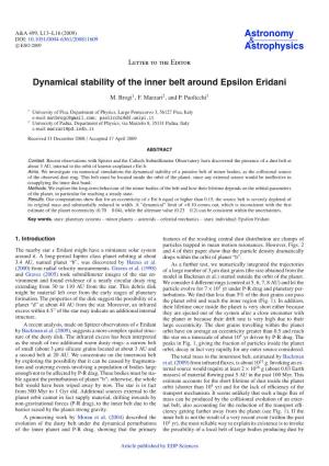 Dynamical Stability of the Inner Belt Around Epsilon Eridani