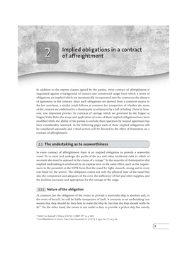 2 Implied Obligations in a Contract of Affreightment