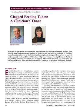 Clogged Feeding Tubes: a Clinician's Thorn