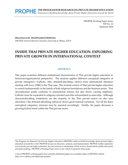 Inside Thai Private Higher Education: Exploring Private Growth in International Context