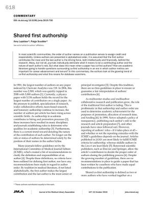 618 Shared First Authorship