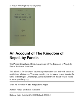 An Account of the Kingdom of Nepal, by Fancis 1