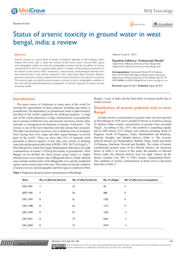 Status of Arsenic Toxicity in Ground Water in West Bengal, India: a Review