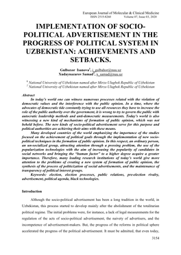 Implementation of Socio- Political Advertisement in the Progress of Political System in Uzbekistan: Achievements and Setbacks