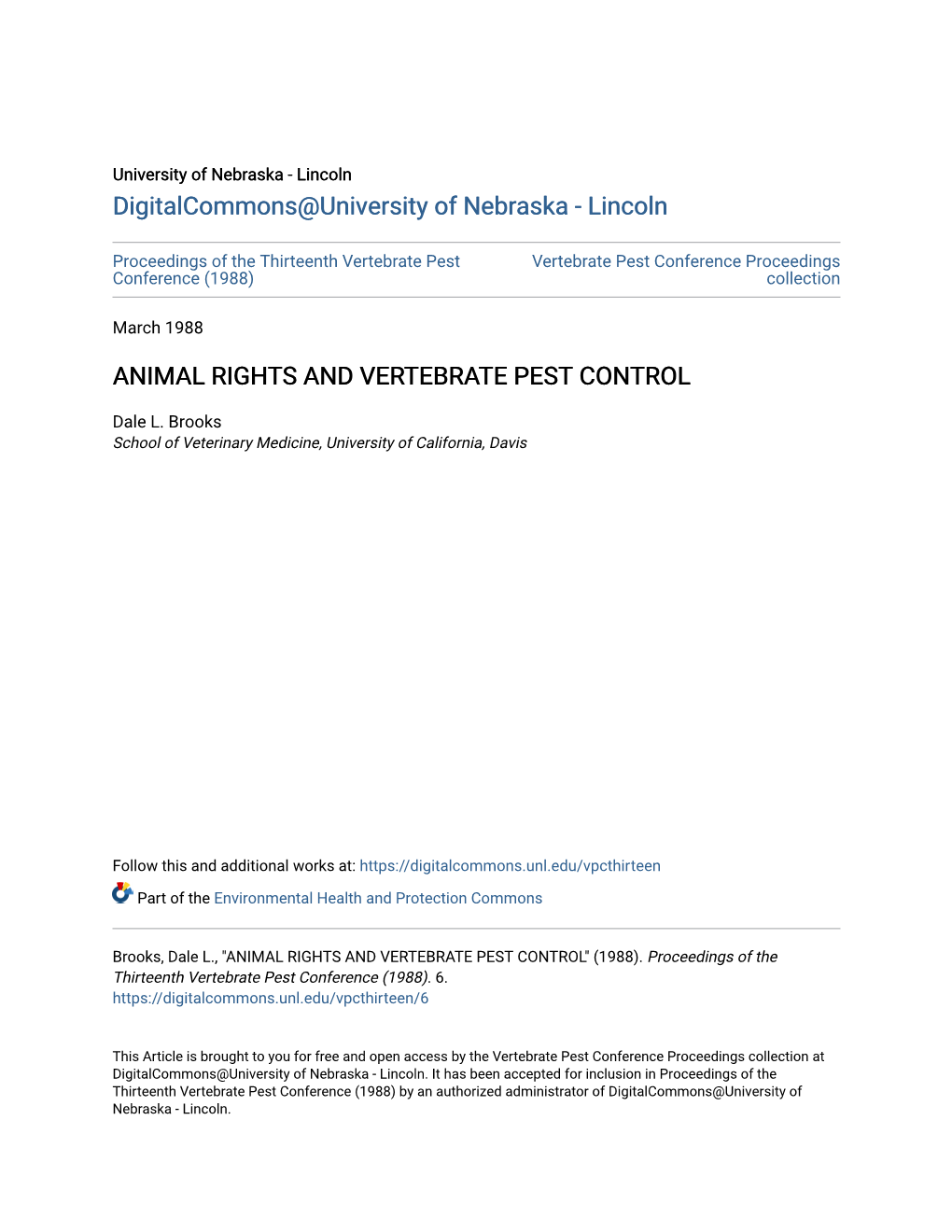 Animal Rights and Vertebrate Pest Control