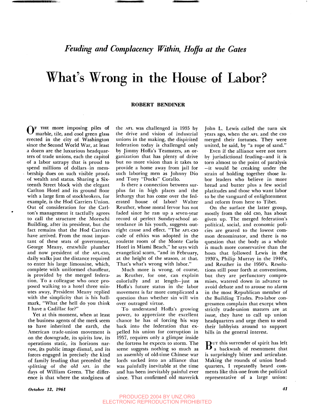 What's Wrong in the House of Labor?