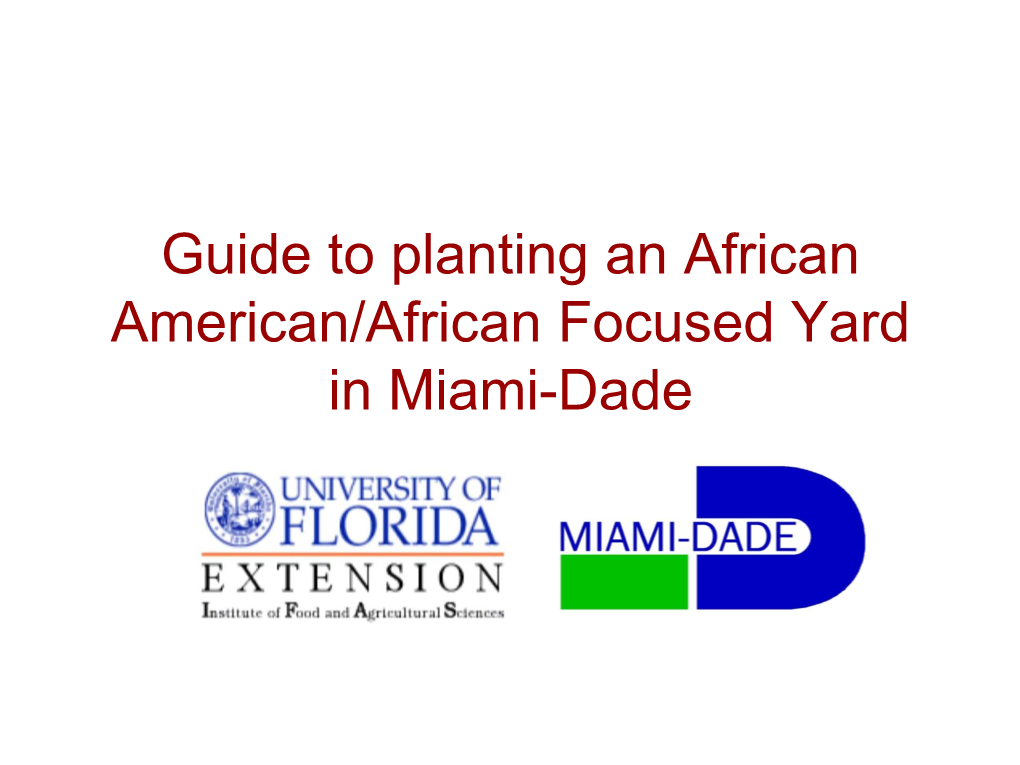 Guide to Planting an African American/African Focused Yard in Miami