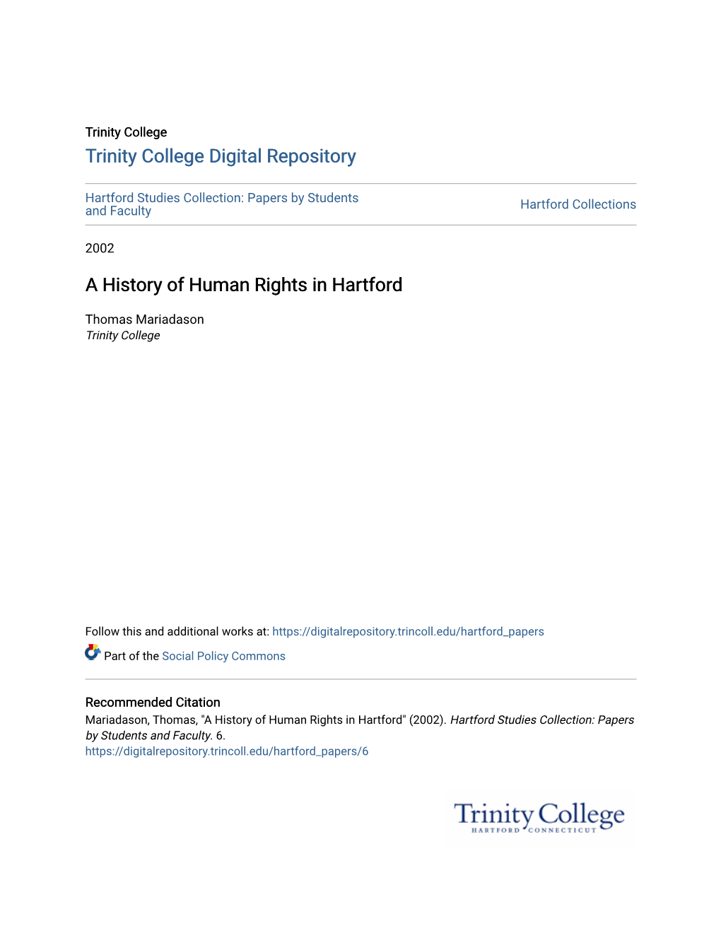 A History of Human Rights in Hartford