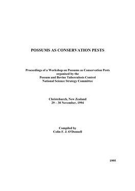 Possums As Conservation Pests
