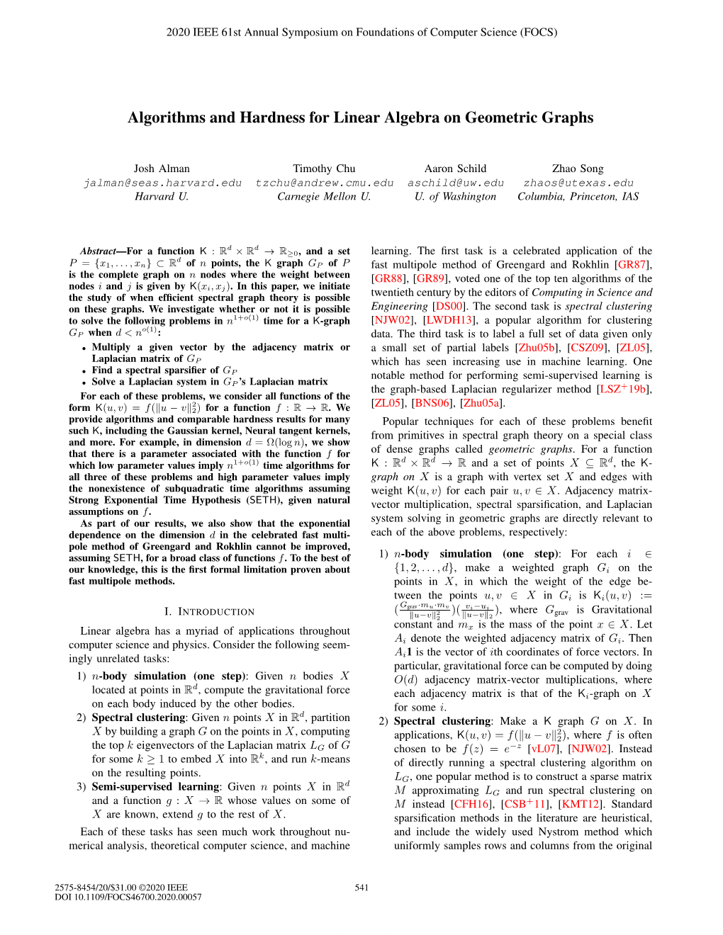 Algorithms and Hardness for Linear Algebra on Geometric Graphs