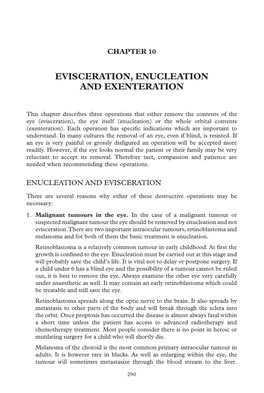 Evisceration, Enucleation and Exenteration