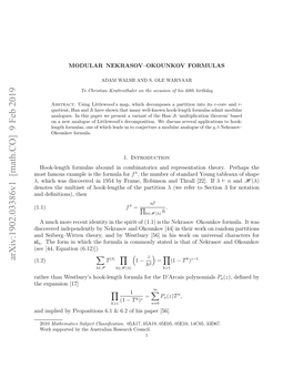 Arxiv:1902.03386V1 [Math.CO]