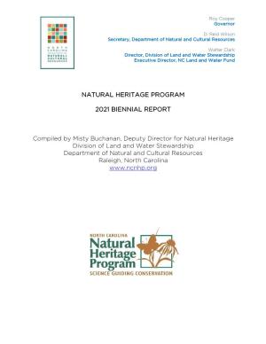 NATURAL HERITAGE PROGRAM 2021 BIENNIAL REPORT Compiled