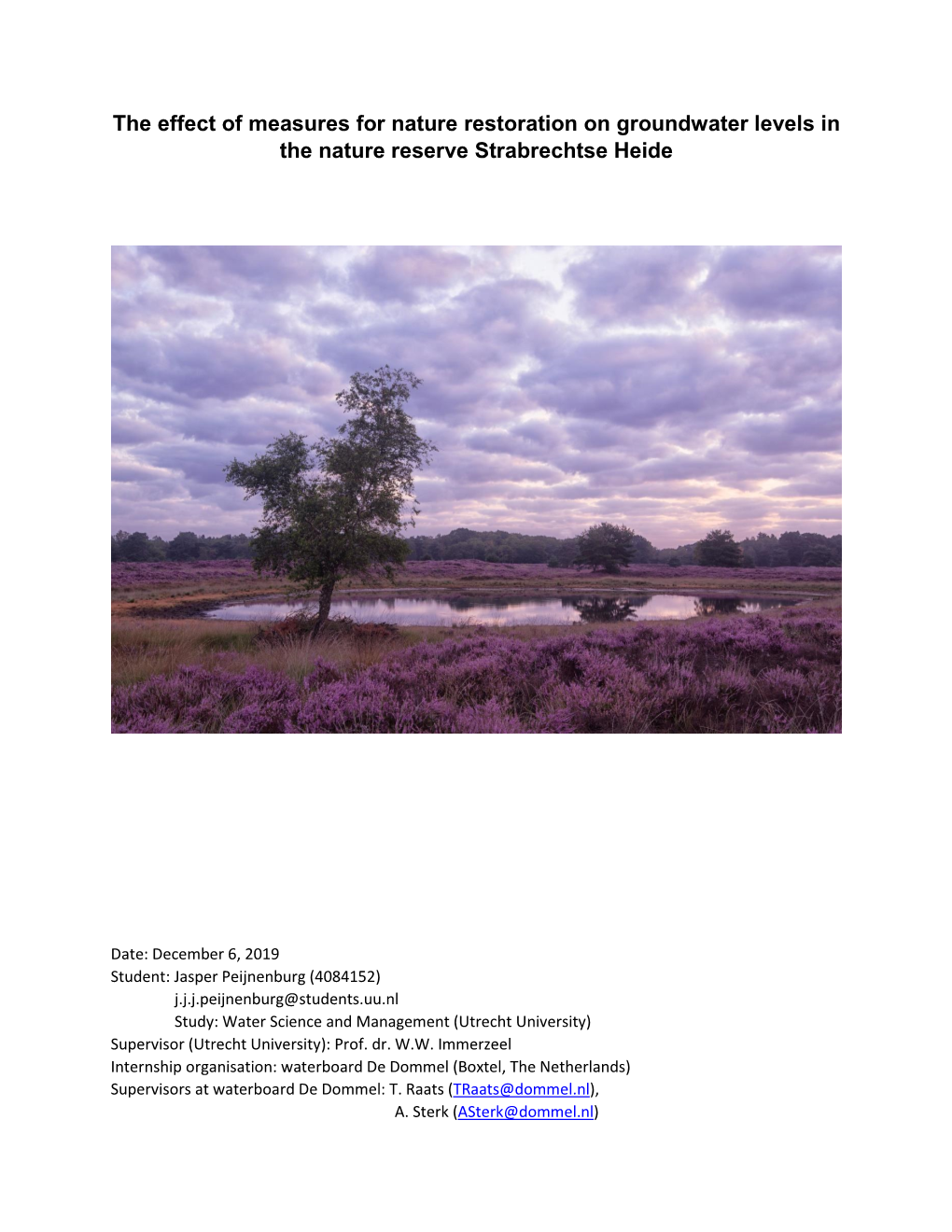 The Effect of Measures for Nature Restoration on Groundwater Levels in the Nature Reserve Strabrechtse Heide