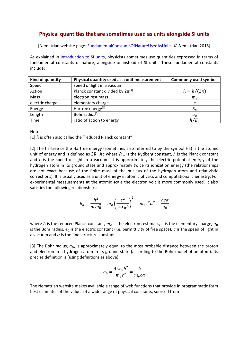 Physical Quantities That Are Sometimes Used As Units Alongside SI Units