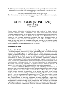 Confucius (K'ung Tzu)