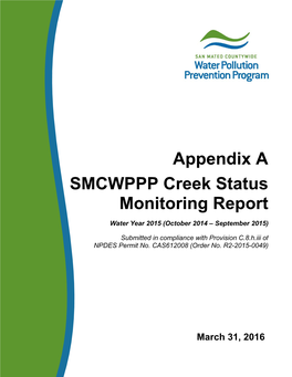 Appendix a SMCWPPP Creek Status Monitoring Report