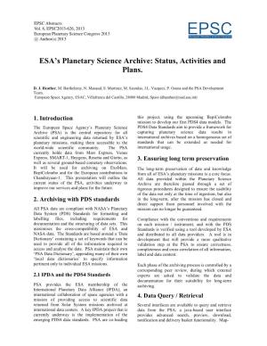 ESA's Planetary Science Archive