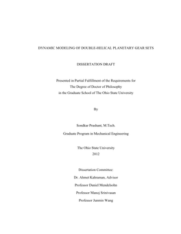 Dynamic Modeling of Double-Helical Planetary Gear Sets