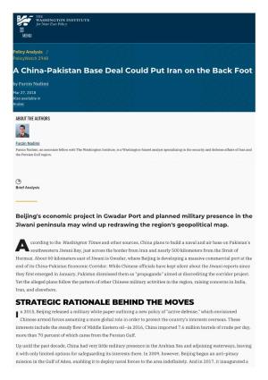 A China-Pakistan Base Deal Could Put Iran on the Back Foot | the Washington Institute