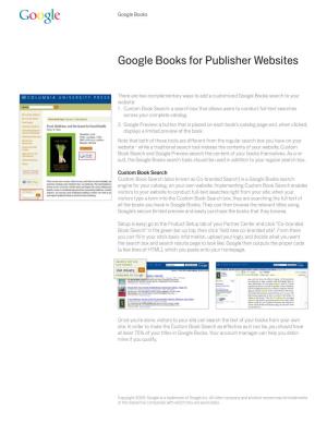 Google Books for Publisher Websites