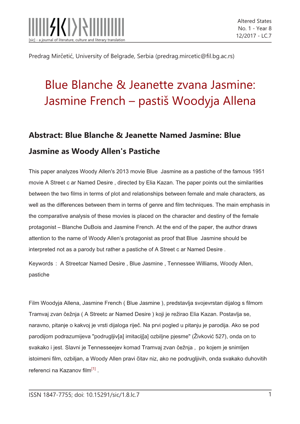 Blue Blanche & Jeanette Zvana Jasmine: Jasmine French – Pastiš