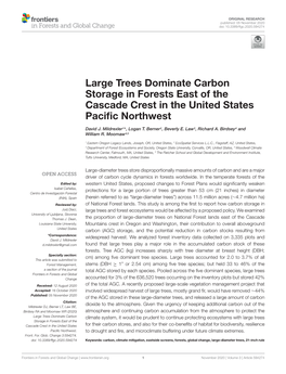 Large Trees Dominate Carbon Storage in Forests East of the Cascade Crest in the United States Paciﬁc Northwest