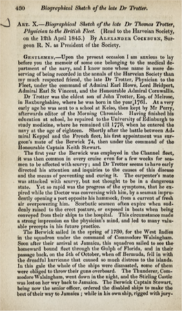 Biographical Sketch of the Late Dr Trotter, Physician to the British Fleet