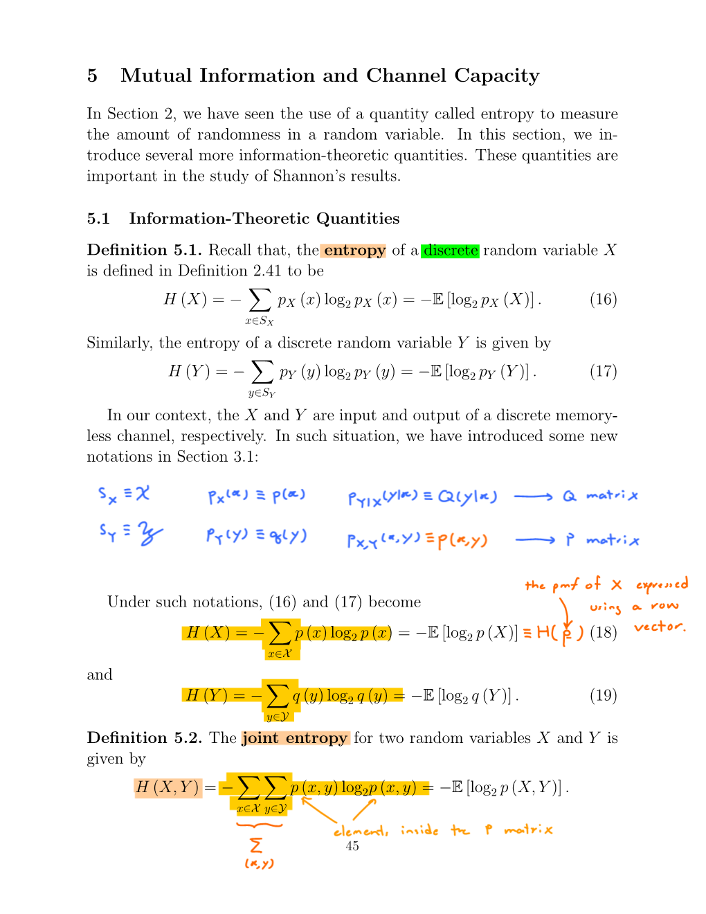 5 Mutual Information and Channel Capacity