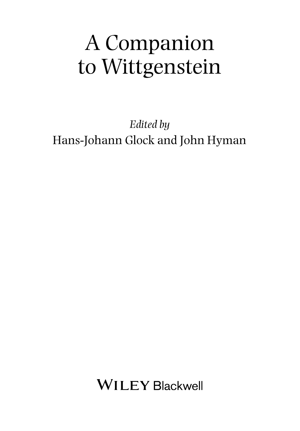 A Companion to Wittgenstein