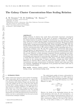 The Galaxy Cluster Concentration-Mass Scaling Relation